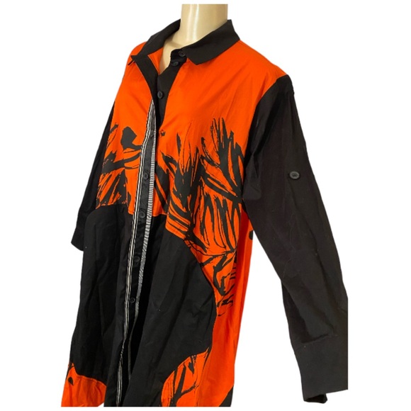 BIZE Shirt Dress Painted Edgy Art Fashion Black Red Cotton US Sz Medium - Picture 5 of 10